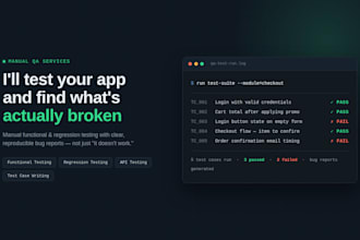 do manual QA testing, functional and regression testing for your app