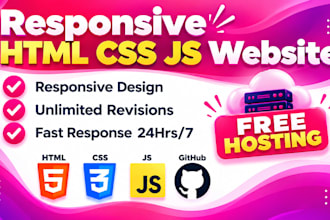 develop custom website and create landing page using html,css and js on github
