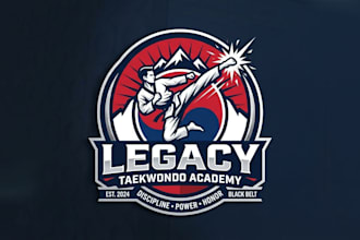 design a powerful taekwondo academy logo