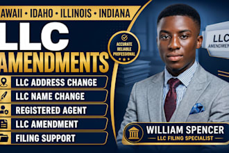 amend hawaii idaho illinois and indiana llc address name and registered agent