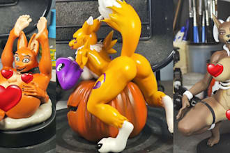 paint nsfw furry, anime, action 3d print figure