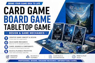 design custom card game, board game design, tabletop game design, game mechanics