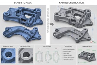 reverse engineer scan stl to editable cad model, 3dscan cleanup, stl to step