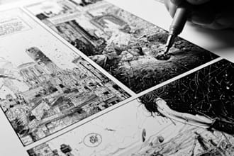 manga comic book illustration, manga artist or webtoon cover