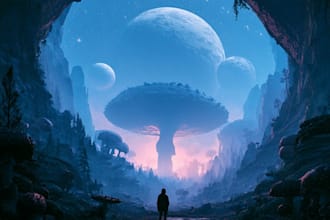 design a dreamy surreal or fantasy album cover