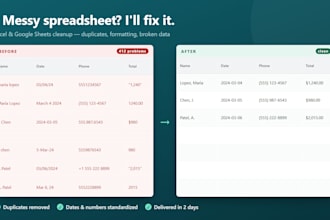 clean up and organize your messy excel or google sheets data
