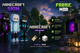 minecraft builder, java, bedrock, fabric mod, and custom minecraft skin