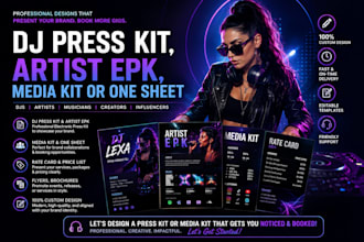 design a dj press kit, artist epk, media kit or one sheet