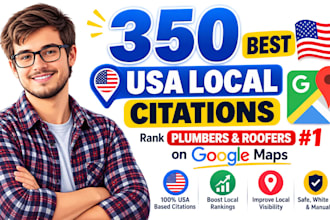 do 350 USA local citations and map backlinks for plumber roofer 3 pack
