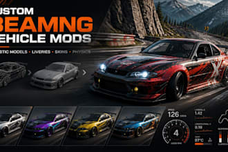 custom beamng mods car, livery, skin vehicle with realistic models and physics
