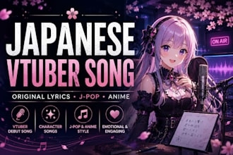 write and sing original japanese jpop jrock lyrics for your vtuber song