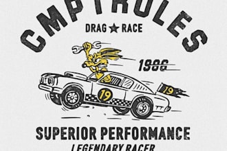 design custom vintage biker racing logo with illustration