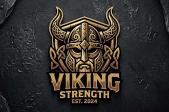design a bold viking helmet logo for your brand