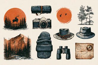 draw vintage and retro illustration style