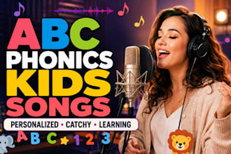 produce catchy personalized abc phonics kids songs for youtube learning channel