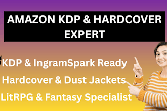 design your litrpg book cover, fantasy and hardcover dust jacket