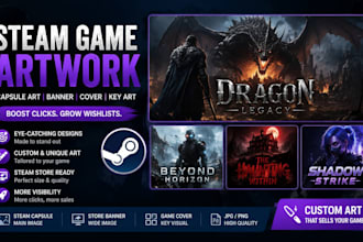 design steam capsule art, steam game cover, banner and game artwork