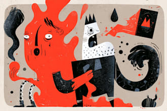 draw funny cartoon illustration