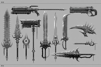 draw your weapon concept art in awesome details