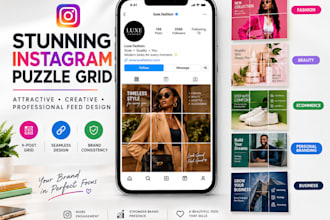design stunning and attractive instagram puzzle grid feed post for your profile