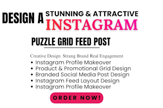 design stunning and attractive instagram puzzle grid feed post for your profile