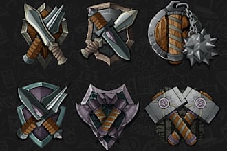 draw custom hand drawn vector game icons and UI assets