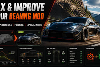 fix, optimize, improve your beamng vehicle mod, 3d sport car