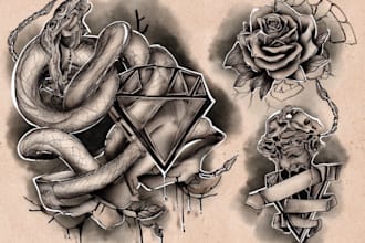 create an artistic tattoo design with custom details