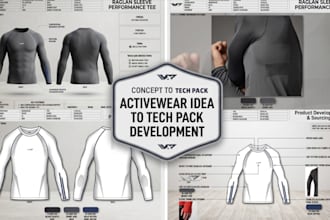 create activewear tech pack and develop your product idea