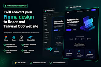convert your figma design to react and tailwind CSS website