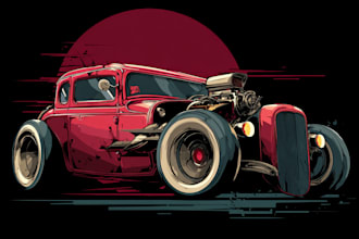 create racing illustration for t shirt design