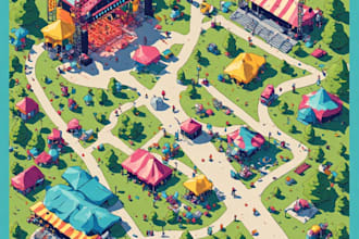 design a premium festival, event or tourism vector map illustration