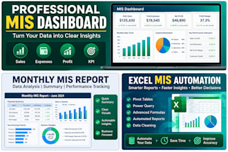 create mis reports and weekly monthly excel reporting
