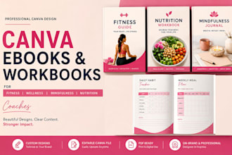 design canva ebook workbook for fitness, mindfulness wellness nutrition coaches