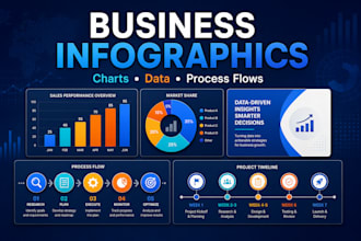 design professional business infographics charts and process flow diagrams