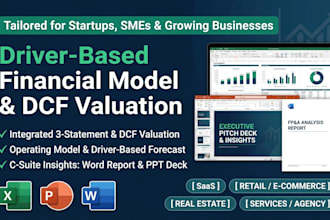 create a financial model, business forecast, dcf, and dashboard