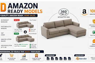 create 3d glb, usdz model and 360 spin for amazon ar