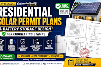 design residential solar permit plans and battery storage for engineering stamps