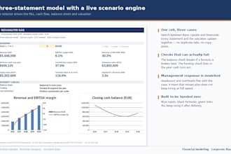 build a 3 statement financial model, dcf valuation, and forecast