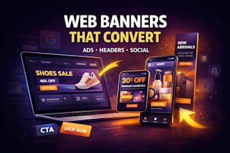 design professional website banner, hero banner and banner ads