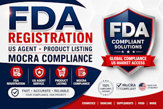 do fda registration, US agent, product listing and mocra compliance