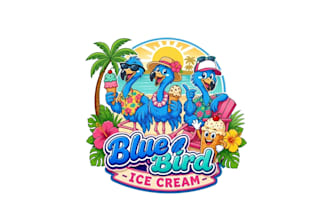 design wonderful excellent blue bird and ice cream logo with unlimited revision