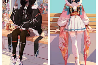 illustrate anime characters in custom poses and scenes