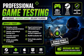 professionally review and test your game