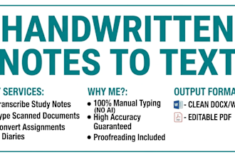 transcribe handwritten notes documents or papers into text