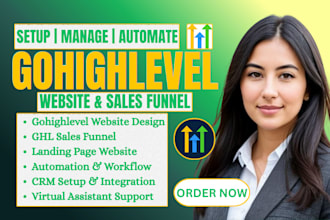 design gohighlevel sales funnel website setup and gohighlevel virtual assistant
