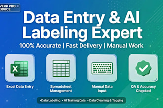 do data entry,writing and ai tasks  to perfection