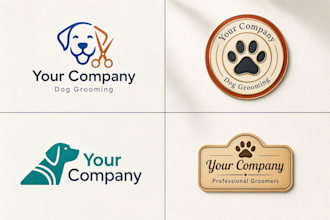 design modern dog grooming logo in short time