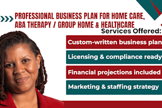 write professional start up business plan home care, healthcare, aba therapy