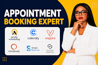 setup acuity scheduling, calendly, vagaro, mindbody, simplybookme, glossgenius
